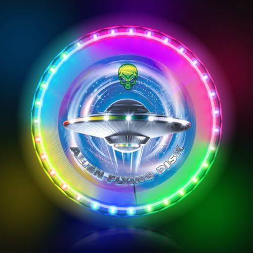 LED Frisbee mit 12 Lichteffekte, Fliegender Ring Wasserdicht Aufladbare, Frisbee Kinder Wiederverwendbar mit 38 RGB LEDs für Kinder Erwachsene Rasenstrand im Freien von Rppiup