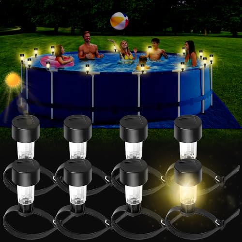 Rppiup 8 Stück Solar Poolbeleuchtung für Frame Pools, Solar Teichbeleuchtung, Pool Beleuchtung, Wasserdichte Pool Licht Schwimmend für Aufstellpool, Inground Pools & Above Ground pool zubehör von Rppiup