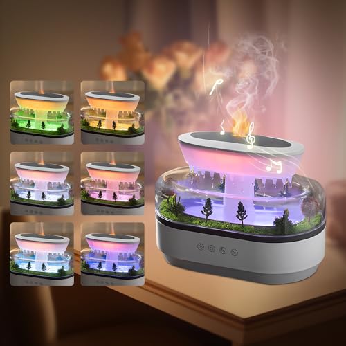 Rppiup Aroma Diffuser Raumbefeuchter, 250ml Diffuser ätherische öle mit 7 Farben Nachtlicht und Musik, Landschaft Regentropfen Vernebler Luftbefeuchter, Aroma Diffuser für ätherische öle, Humidifier Rppiup Aroma Diffuser Raumbefeuchter, 250ml Diffuser ätherische öle mit 7 Farben Nachtlicht und Musik, Landschaft Regentropfen Vernebler Luftbefeuchter, Aroma Diffuser für ätherische öle, Humidifier von Rppiup