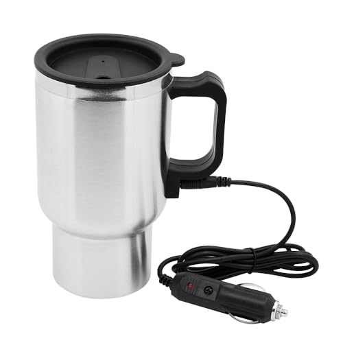 Rppiup Wasserkocher Auto 12V, 450ml Heizbecher Auto, Edelstahl Auto Camping Reise Wasserkocher mit Zigarettenanzünder, Tragbarer Elektrischer Auto Reisewasserkocher für Camping, Autos Reisen, Freien von Rppiup