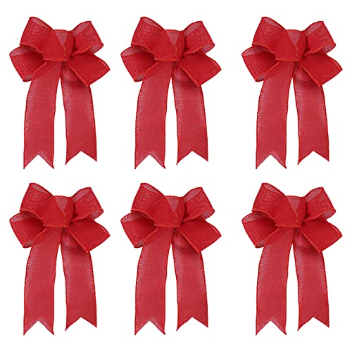 6 STÜCKE Weihnachtsschleifen Große Weihnachtsschleifen Weihnachtskranz Schleifen Baumschleifen Dekorative Sackleinenschleifen Dekorationen Ornamente Für Infrarot Heizstrahler (Red, One Size) von Rpporm