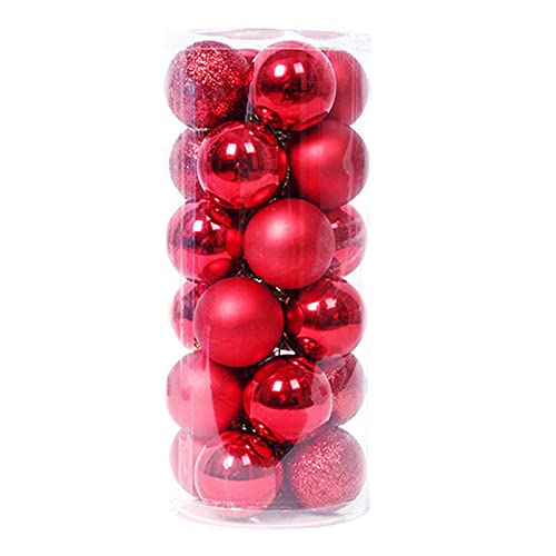 Baumkugeln Ornamente Dekorationen Ornamente 24PC Weihnachtskugel Weihnachten Weihnachtsbaum Wohnkultur Blumentopf (Red, One Size) von Rpporm