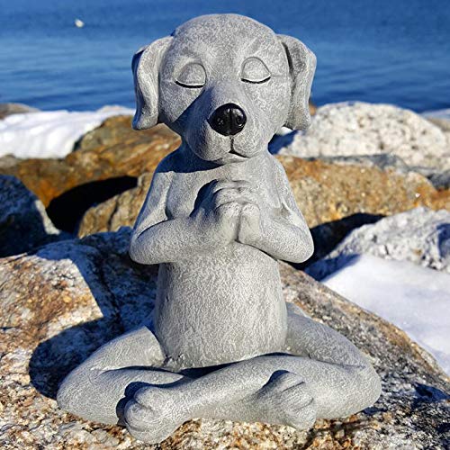 Rpporm Gartendeko Figuren Hund Zen Yoga Garten Deko Gartenstecker Handarbeit Dekoration,Handarbeit Gartenstatue Dekorative Tier Gartenstecker Gartenfigur Dekoration von Rpporm
