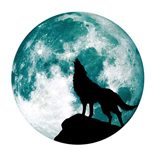 Rpporm Kreative leuchtende Mond-Wandaufkleber Halloween-Dekorationsaufkleber leuchtender Wolf Wandtattoo Spiegel (Green, L) von Rpporm