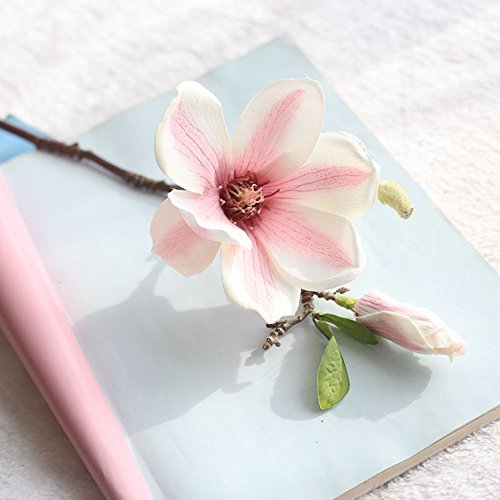 Rpporm Künstliche gefälschte Blumen Blatt Magnolia Blumenstraußpartys Haus Dekor Tischpflanze Topf von Rpporm