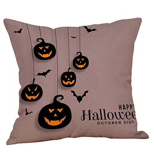 Rpporm Kürbis-Kissen-Set, Leinen, Halloween, Baumwolle, Überwurf, Kissen, dekorativer Kissenbezug Wohnzimmer Kissenbezug (B, One Size) von Rpporm