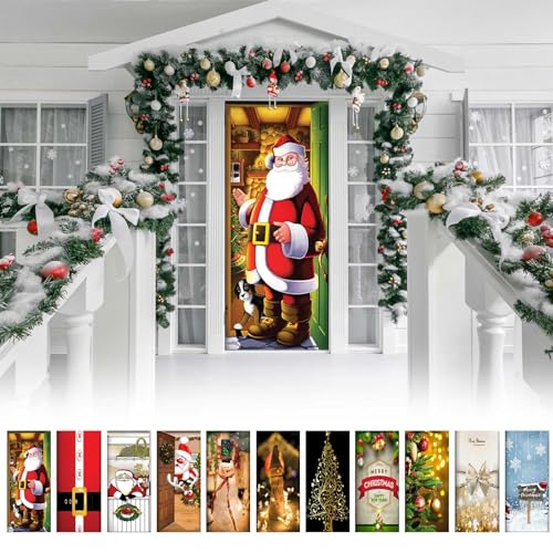 Weihnachten Tür Abdeckung Dekoration Weihnachtsmann Tür Decke Weihnachten Tür Hängen Banner Weihnachtsmann Hintergrund Banner für Feiertag Weihnachten Deko von Rpporm