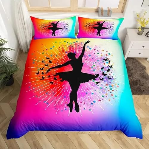 Rptidmv Bettwäsche 135x200 Ballett Bettwäsche-Set mit Reißverschluss Schließung (Kinder Jungs Mädchen), Weich Microfaser Bettbezüge + 2 Kopfkissenbezug 80x80 cm von Rptidmv