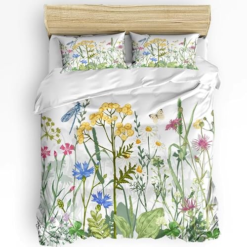 Rptidmv Bettwäsche 135x200 Blume Bettwäsche-Set mit Reißverschluss Schließung (Kinder Jungs Mädchen), Weich Microfaser Bettbezüge + 2 Kopfkissenbezug 80x80 cm von Rptidmv