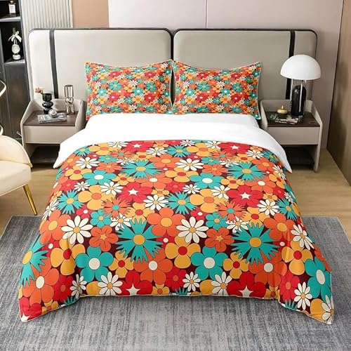Rptidmv Bettwäsche 135x200 Blume Bettwäsche-Set mit Reißverschluss Schließung (Kinder Jungs Mädchen), Weich Microfaser Bettbezüge + 2 Kopfkissenbezug 80x80 cm von Rptidmv