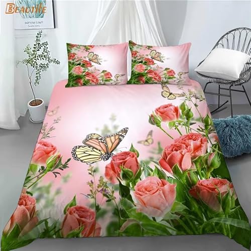 Rptidmv Bettwäsche 135x200 Schmetterling Bettwäsche-Set mit Reißverschluss Schließung (Kinder Jungs Mädchen), Weich Microfaser Bettbezüge + 2 Kopfkissenbezug 80x80 cm von Rptidmv