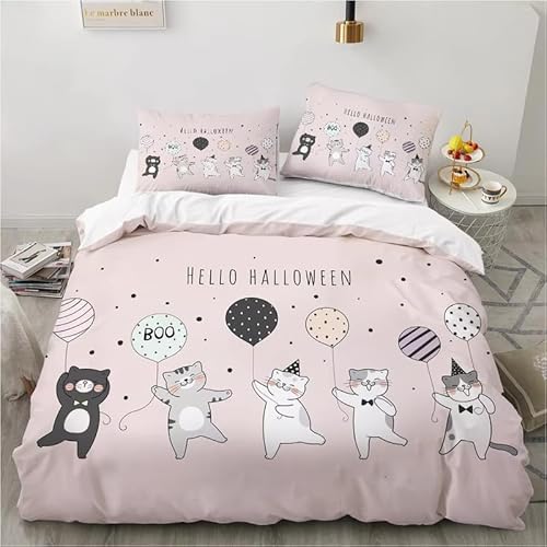 Rptidmv Bettwäsche 155x220 Katze Bettwäsche-Sets mit Reißverschluss Schließung (Kinder Jungs Mädchen), Weiche Mikrofaser Bettbezüge + 2 Kissenbezug 80x80 cm von Rptidmv
