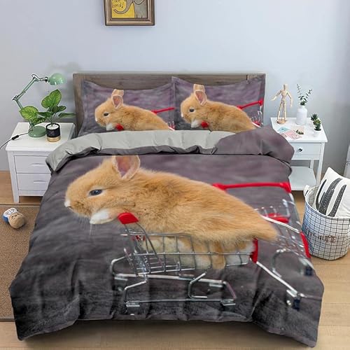 Rptidmv Bettwäsche 200x220 Hamster 3 Teilig Atmungsaktive Bettwäsche-Set mit Reißverschluss (Erwachsene Kinder), Atmungsaktive Mikrofaser Bettbezug + 2 Kopfkissenbezug 80x80 cm von Rptidmv