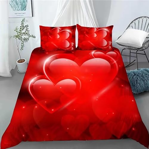 Rptidmv Bettwäsche 200x220 Liebe 3 Teilig Atmungsaktive Bettwäsche-Set mit Reißverschluss (Erwachsene Kinder), Atmungsaktive Mikrofaser Bettbezug + 2 Kopfkissenbezug 80x80 cm von Rptidmv