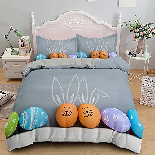 Rptidmv Bettwäsche 220x240 Ostern Weiche Wendemotiv Bettbezüge Bettwäsche-Sets (Erwachsene Kinder), Atmungsaktive Bettbezug mit Reißverschluss und 2 Kissenbezüge 80x80 cm von Rptidmv