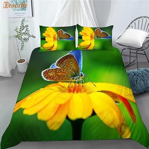Rptidmv Bettwäsche 220x240 Schmetterling Weiche Wendemotiv Bettbezüge Bettwäsche-Sets (Erwachsene Kinder), Atmungsaktive Bettbezug mit Reißverschluss und 2 Kissenbezüge 80x80 cm von Rptidmv
