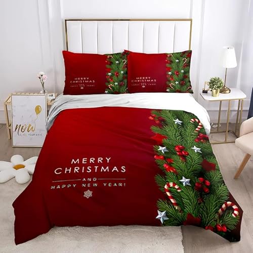 Rptidmv Bettwäsche 220x240 Weihnachten Weiche Wendemotiv Bettbezüge Bettwäsche-Sets (Erwachsene Kinder), Atmungsaktive Bettbezug mit Reißverschluss und 2 Kissenbezüge 80x80 cm von Rptidmv