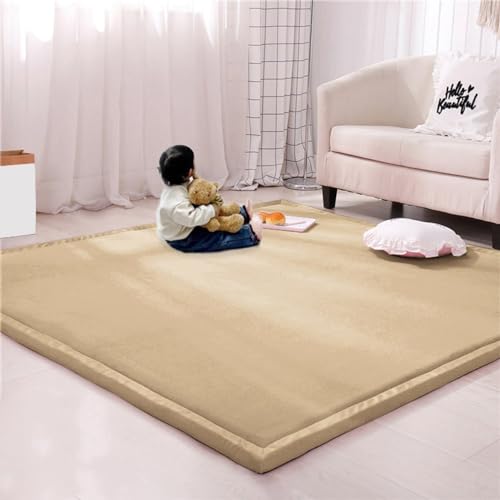 Großer Teppich, Korallensamt, Spielmatte, dicker Arbeitszimmer, Küche, Kinderzimmer, Krabbelmatte für Yoga, Boden, Bett, rutschfest, 80 x 100 cm, Beige von Rr tianshi