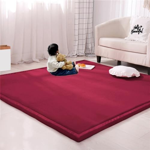 Großer Teppich, Korallensamt, Spielmatte, dicker Arbeitszimmer, Küche, Kinderzimmer, Krabbelmatte für Yoga, Boden, Bett, rutschfest, 80 x 150 cm, Rot von Rr tianshi