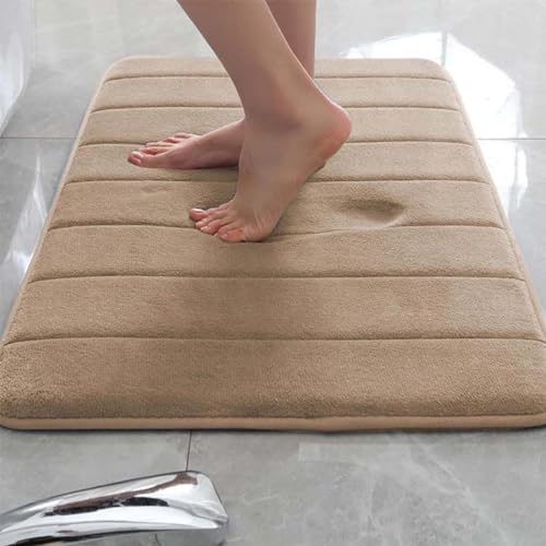 Rr tianshi Badematte, rutschfest, extra weich, saugfähig, schnell trocknend, Memory-Schaum, Bodenmatte, Fußmatte (40 x 60 cm, Beige) von Rr tianshi