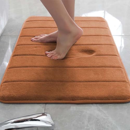 Rr tianshi Badematte, rutschfest, extra weich, saugfähig, schnell trocknend, Memory-Schaum, Bodenmatte, Fußmatte (60 x 120 cm, Orange) von Rr tianshi