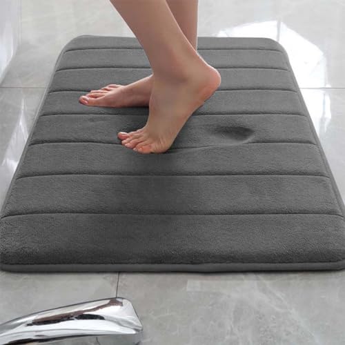 Rr tianshi Badematte, rutschfeste Badezimmer-Bodenmatte, extra weich, saugfähig, schnell trocknend, Badematte, Memory-Schaum, Bodenmatte, Fußmatte (80 x 200 cm, Dunkelgrau) von Rr tianshi