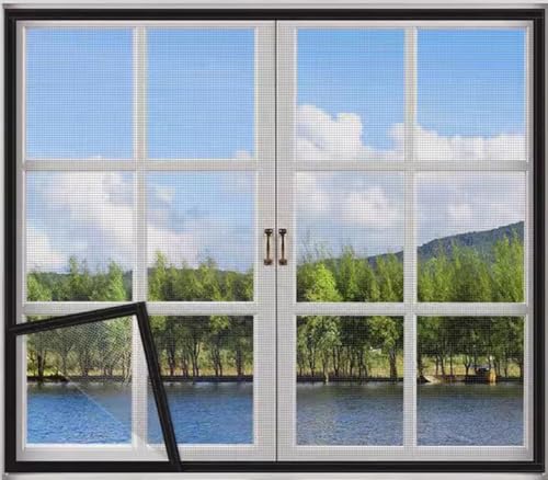 Rr tianshi Katzen-Fensterschutz, Balkonnetz, Fenster-Netzschutz für Katzen, Sicherheitsnetz, kratzfester Fensterschutz, Fliegengitter, Moskitonetz (60 x 100 cm, Schwarz + Grau) von Rr tianshi