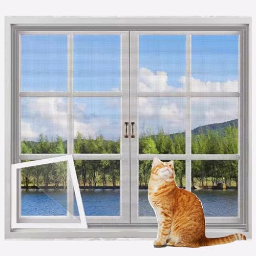Rr tianshi Katzenschutzgitter für Fenster, Balkonnetz, Fensterschutz für Katzen, kratzfester Fensterschutz, Fliegengitter, Moskitonetz (150 x 150 cm, Grau + Grau) von Rr tianshi