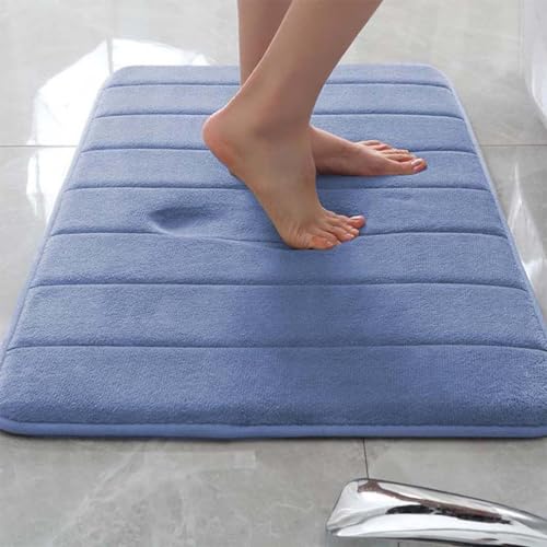 Rr tianshi Rutschfeste Badematte, weiche Badezimmer-Bodenmatte, extra weich, saugfähig, schnell trocknend, Badematte, Memory-Schaum, Bodenmatte, Fußmatte (60 x 90 cm, blau) von Rr tianshi