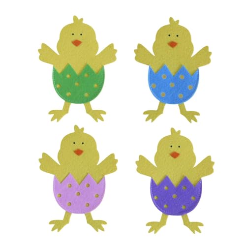Rrlihjgu -Ausstecher und Gabeltasche, Osterbesteckhalter, Geschirrtasche in Form von Osterküken, 4 x Bestecktasche, Gabeltasche, Hochzeitslöffel von Rrlihjgu