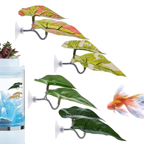 Rrlihjgu Betta Fish Hängematte, Betta-Blatt-Hängematte, Betta Lea Saugbecher, dekoratives Schlafbett für die Fortpflanzung, Set mit 4 Bodenbelägen für Fische von Rrlihjgu