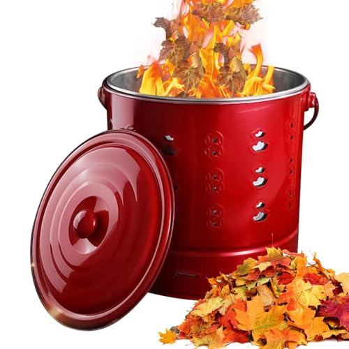 Rrlihjgu Feuerfässer für den Außenbereich, Papiereimer mit Deckel aus Edelstahl, tragbar, mit Haken und Futter für Holzkamine, Lagerfeuer beim Camping, Strand, Balkon und Rrlihjgu Feuerfässer für den Außenbereich, Papiereimer mit Deckel aus Edelstahl, tragbar, mit Haken und Futter für Holzkamine, Lagerfeuer beim Camping, Strand, Balkon und von Rrlihjgu