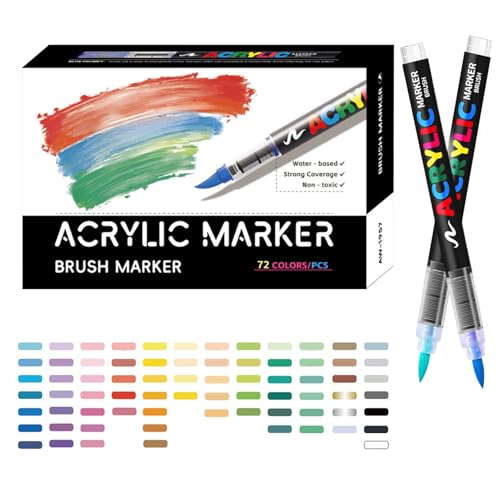Rrlihjgu Filzstifte zum Ausmalen, Acrylfedern mit Pinselspitze, Mehrzweck-Kunstwerkstoff-Set für Projekte auf Glas, Keramik, Holz, Stein, Stoff und Leinwand von Rrlihjgu