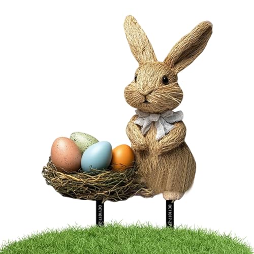 Rrlihjgu Gartenpfähle für den Außenbereich, Gartenpfähle für Osterdekoration - Osterhasengarten-Deko-Schild - Gartendeko Erdspieße von Rrlihjgu