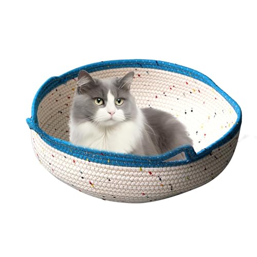Rrlihjgu Handgewebtes Katzenbett, rundes Katzenbett, Schlafkorb für Katzen, ohne klebriges Haar, Katzenohr-Design, ohne klebriges Haar Rrlihjgu Handgewebtes Katzenbett, rundes Katzenbett, Schlafkorb für Katzen, ohne klebriges Haar, Katzenohr-Design, ohne klebriges Haar von Rrlihjgu