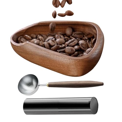 Rrlihjgu Kaffeebohnen Messbecher | Kaffee Dosierbecher Holz Tablett | Getränke Brühwerkzeug mit Löffel und Sprühflasche für Anfänger, Profis, Männer, Frauen von Rrlihjgu