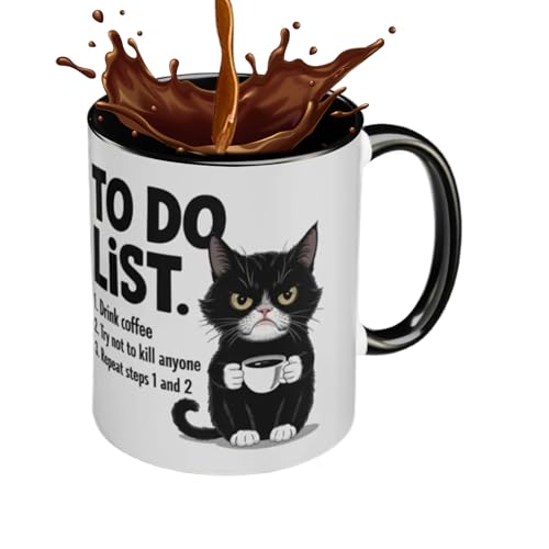 Rrlihjgu Katze Tasse | Keramikbecher mit Katzendesign,Wiederverwendbar Isolierbecher Heiß & Kalt von Rrlihjgu