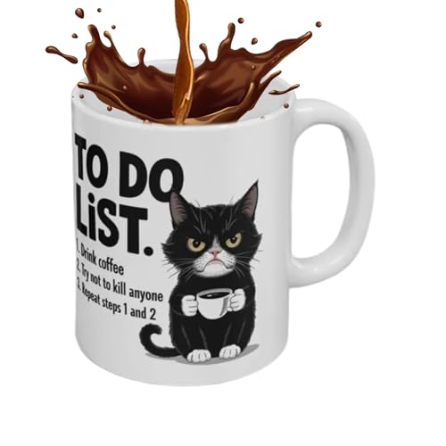 Rrlihjgu Katzen Tasse | Keramikbecher mit Katzendesign - Wiederverwendbar Isolierbecher Heiß & Kalt von Rrlihjgu