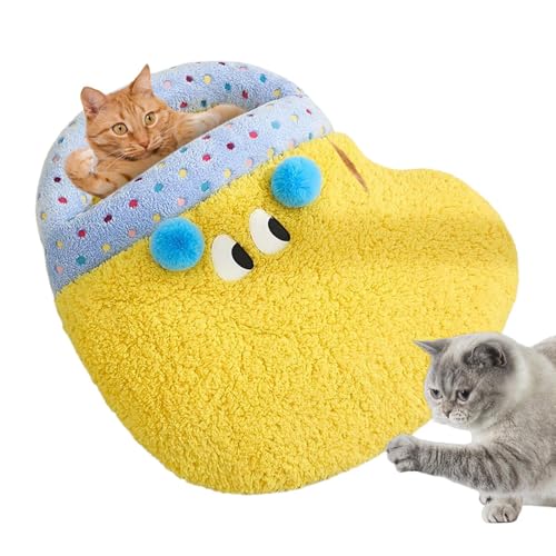 Rrlihjgu Katzenbett Mit Abdeckung | Warme Weiche Katzenschlafmatte | Eingeschlossene Kuschelhöhle Für Innen Außen Balkon Wohnzimmer Reise Büro Schlafzimmer Wohnung Boden von Rrlihjgu