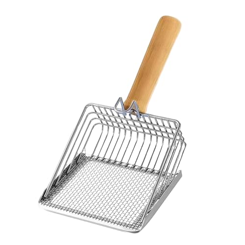 Rrlihjgu Kehrschaufel für Katzen, aus Edelstahl mit Haken, nicht klebend, leicht zu reinigen, Kotsammler mit reifem Griff für Haustierhaus Rrlihjgu Kehrschaufel für Katzen, aus Edelstahl mit Haken, nicht klebend, leicht zu reinigen, Kotsammler mit reifem Griff für Haustierhaus von Rrlihjgu