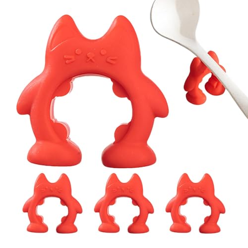 Rrlihjgu Löffelhalter mit Topfclip, Silikonspatelhalter, 4 Löffelhalter in Tierform, kreative Küchengeräte, Utensilienhalter von Rrlihjgu