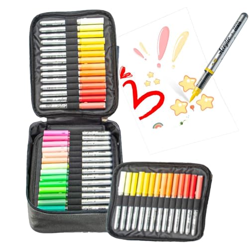 Rrlihjgu Marker zum Ausmalen, Journaling-Marker, 84 Farben, kreativer Acrylstift mit Tragetasche zum Malen, Zeichnen, Kinder, Glas, Stoff, Holz von Rrlihjgu