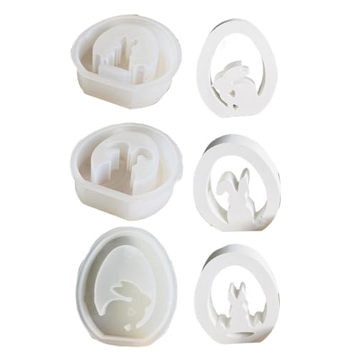 Rrlihjgu Osterkerzenformen, Silikonform für Ostern, Set mit 3 Ausstechformen aus Kunstharz, Formen in Tierform in Lebensmittelqualität, dekorative Backformen von Rrlihjgu