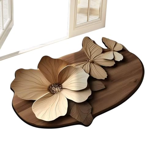 Rrlihjgu Schmetterlingsteppich, Küchenteppich mit Schmetterling, saugfähig, realistisches 3D-Muster, realistisch, saugfähig, schnell trocknend, Schmetterlingsblumen, für die Küche von Rrlihjgu