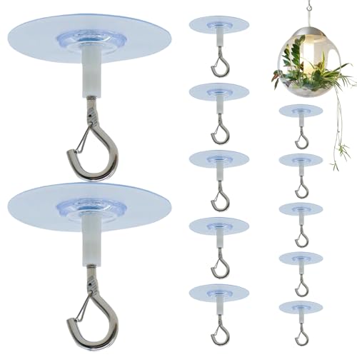 Rrlihjgu Selbstklebende Deckenhaken, 12 Haken zum Aufhängen an der Decke, zum Aufhängen von Windspielen, zum Aufhängen von leichten Pflanzen, Dekoration von Rrlihjgu