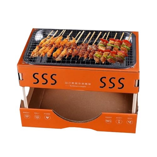 Rrlihjgu Tragbarer Grill, tragbarer Holzkohlegrill zum Zelten, kompakter Tischgrill für 1-3 Personen, Grill zum Kochen von und Fleisch im Freien von Rrlihjgu