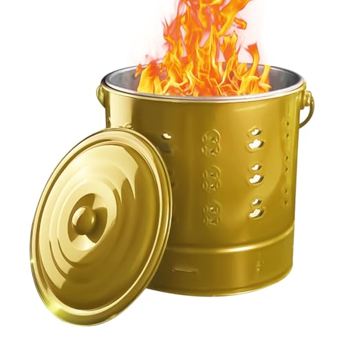Rrlihjgu Verbrennungsfässer Für Draußen - Tragbare Edelstahl Brennbehälter mit Deckel,Hitzebeständiges Brennfass Für Camping Bauernhof Balkon Abfall Holz Garten Kamin Feuerstellen von Rrlihjgu