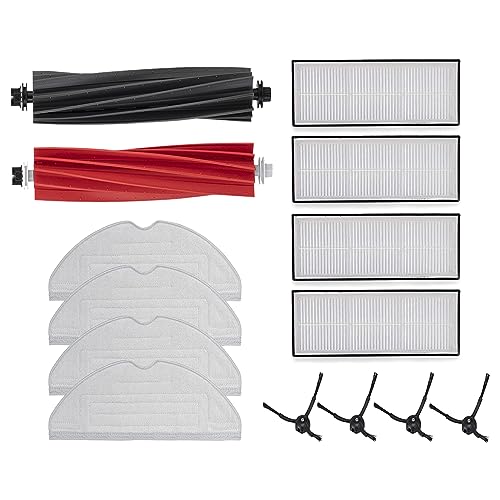 14 Stück Original Zubehör Ersatzteile Set Kompatibel für Roborock S8 / S8+/S8 Pro Ultra Staubsauger, 1 Doppelbürsten Gummi Hauptbürsten 4 Filter 4 Seitenbürste 4 Wischtücher von Rrochio