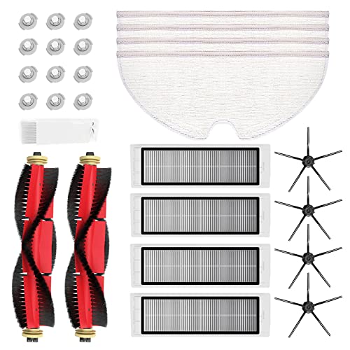 Rrochio Original Staubsauger Zubehör/Ersatzteile Set, 26 Stück für Roborock S5/S5 max/S6 Pure/ S6 maxv, 2 Hauptbürste 4 Wischtücher 4 Filter 4 Schwarz Seitenbürste 12 Wassertankfilter von Rrochio