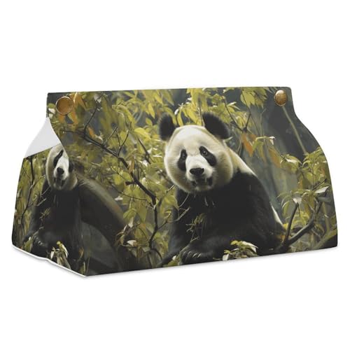 Taschentuchbox-Abdeckung, Pandabaum, einfacher Zugriff, stilvolle PU-Leder-Tücherbox-Halter für Zuhause, Büro, Auto, Schreibtisch-Tischdekoration von Rrtsmsgh